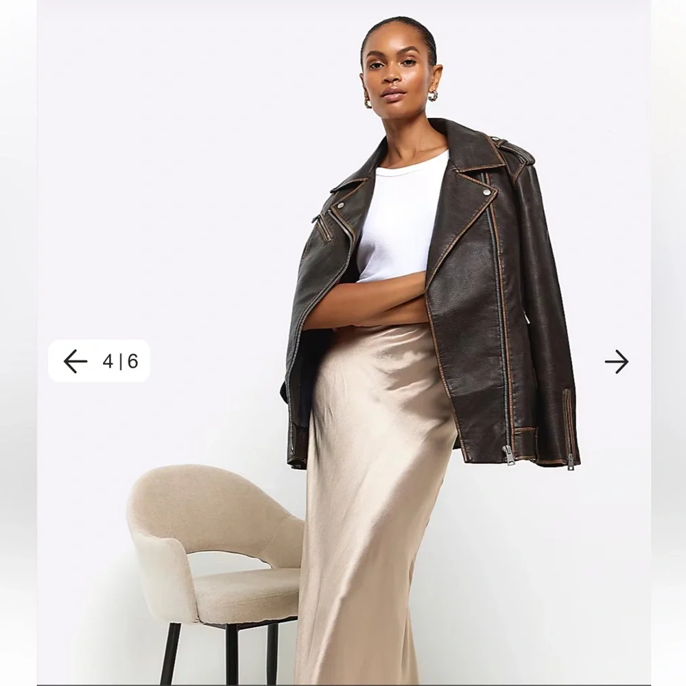 NWT‎ River Island Women’s Gold Satin Midi Skirt Bias Cut British